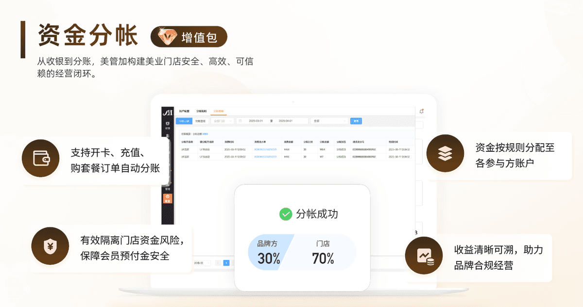 资金分账:门店各收各付,总部统一管控